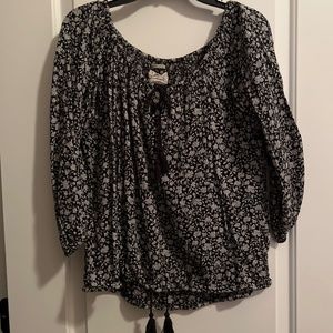 Black floral blouse